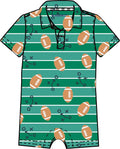 Boys Tackles & Touchdowns Football Knit Short Sleeve Performance Polo Romper - Premium  from RuffleButts + RuggedButts - Just $39.95! Shop now at Pat's Monograms