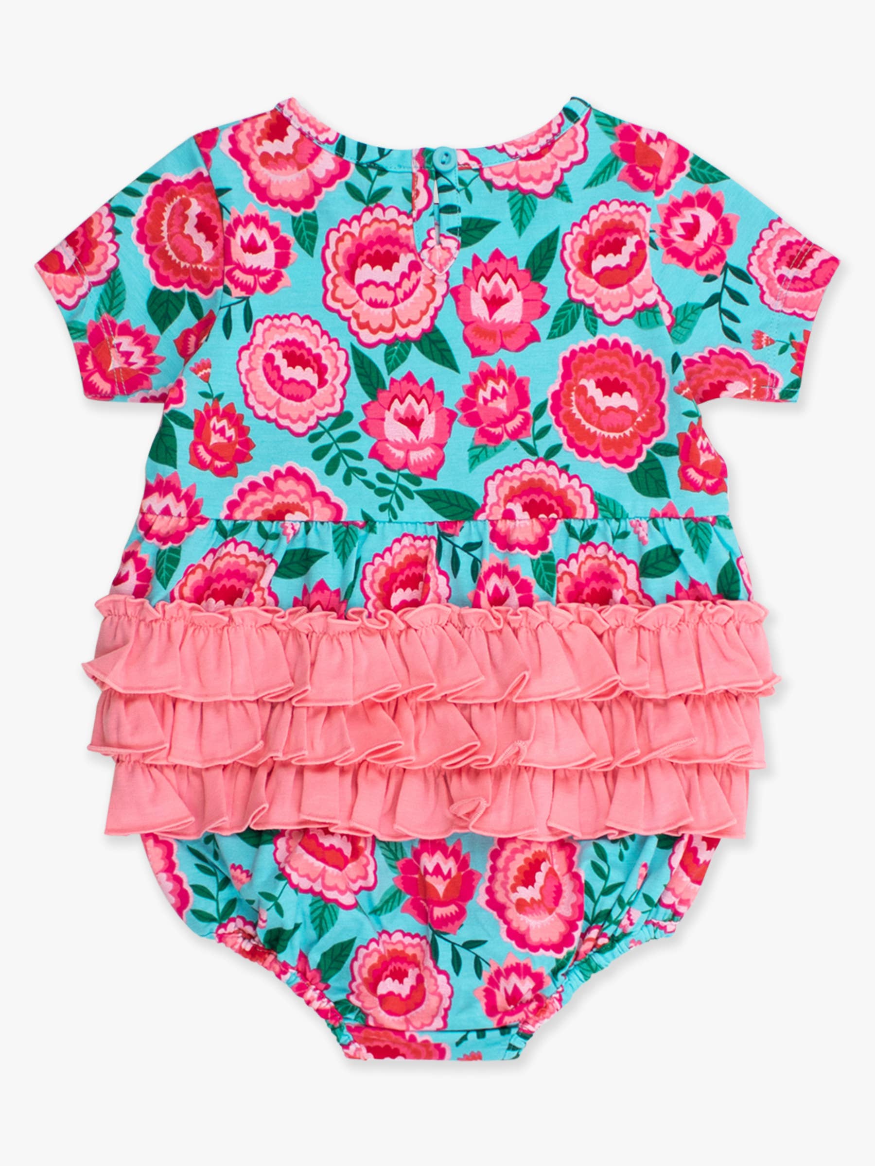 Baby Girls Bright Blossoms Knit Short Sleeve Bow Bubble Romper - Premium Baby & Toddler Outfits from RuffleButts + RuggedButts - Just $42.95! Shop now at Pat's Monograms