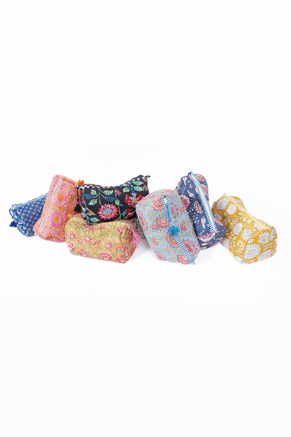 Black Floral print Quilted Cotton Toiletry Bag Set - Premium Cosmetic Bag from LA Soul - Just $42.95! Shop now at Pat's Monograms