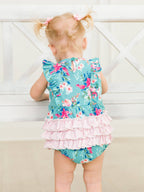 Baby Girls Fancy Me Floral Sleeveless Waterfall Bubble Romper with Signature Rear Ruffles - Premium Baby & Toddler Outfits from RuffleButts + RuggedButts - Just $42.95! Shop now at Pat's Monograms