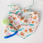 Pawty! Dog birthday bandana with cakes and hats gender neutral — doggish