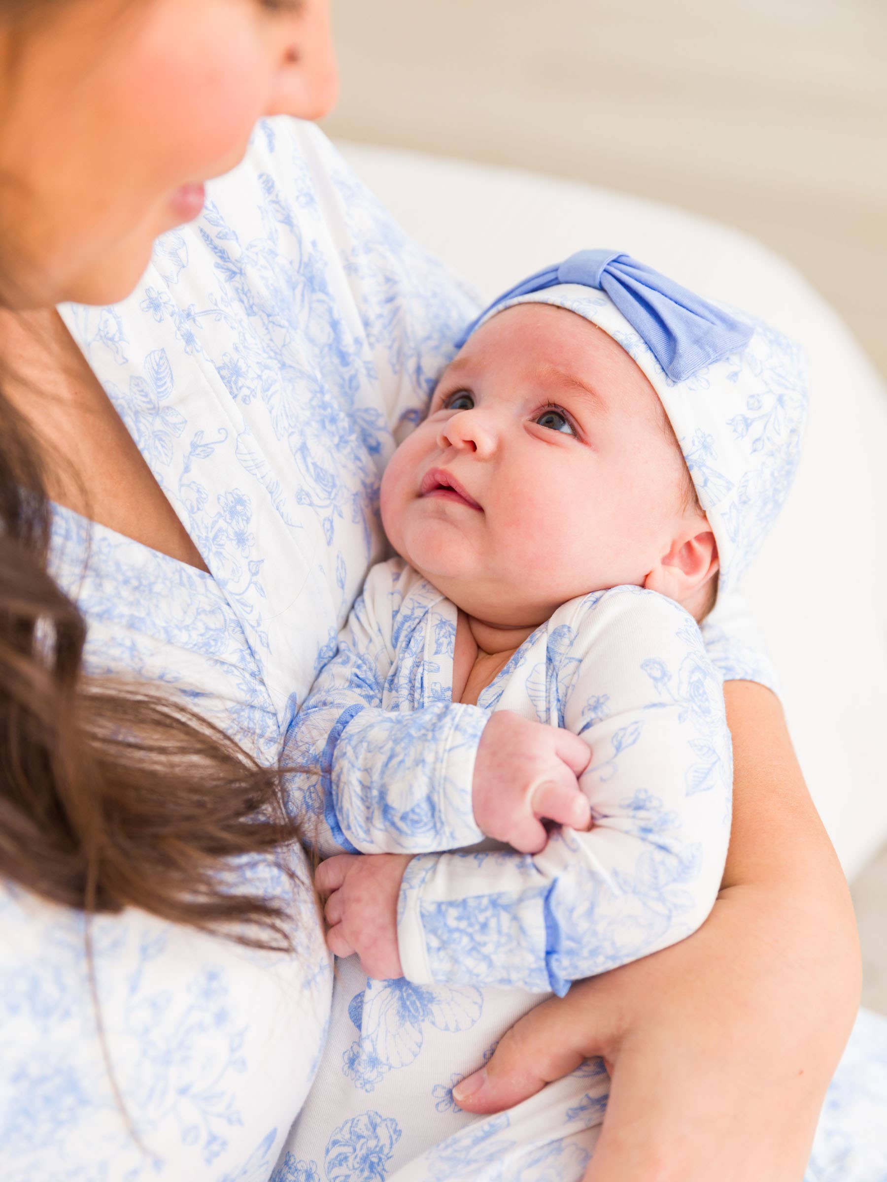 SoftSnooze™ Baby Girls Bamboo Viscose Periwinkle Butterfly Garden Ruffle Knotted Sleep Gown & Bow Hat Set - Premium Baby Sleepwear from RuffleButts + RuggedButts - Just $42.95! Shop now at Pat's Monograms