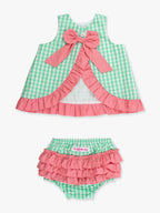 Baby Girls Classic Spring Bud Gingham Ruffle Swing Top & Bloomer Set - Premium Baby & Toddler Outfits from RuffleButts + RuggedButts - Just $45.95! Shop now at Pat's Monograms