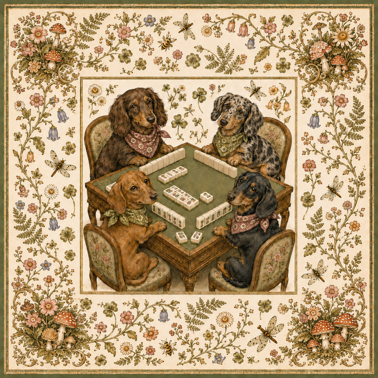 Doxie & Daydreams — Dachshund Mahjong Mat | Paws & Tiles Collection - Premium Mahjong from Told in Tiles - Just $80! Shop now at Pat's Monograms