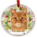 Orange Tabby Cat Ceramic Wreath Ornament - Premium Christmas Ornament from E&S Pets - Just $9.95! Shop now at Pat's Monograms