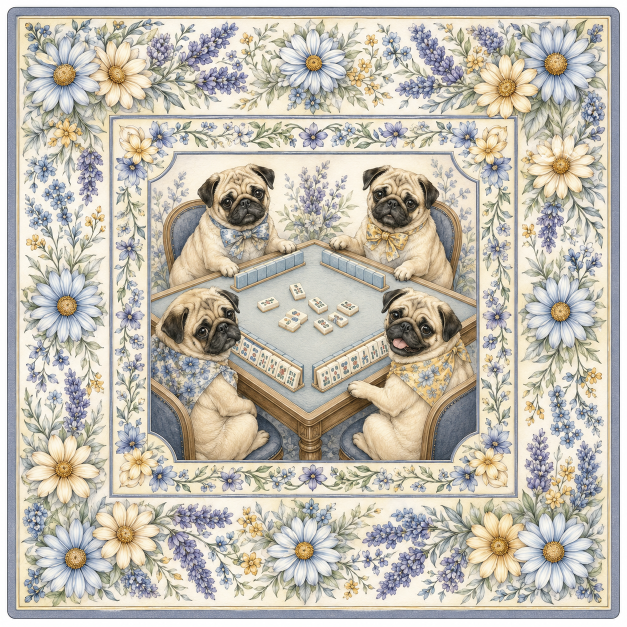 Pug & Petals — Pug Mahjong Mat | Paws & Tiles Collection - Premium Mahjong from Told in Tiles - Just $80! Shop now at Pat's Monograms