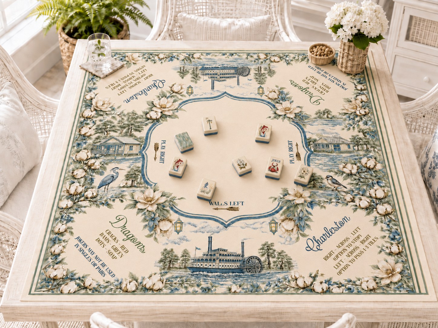 Southern Theme Mahjong Mat — Player's Edition — Preorder - Premium Mahjong from Pat's Monograms - Just $80! Shop now at Pat's Monograms