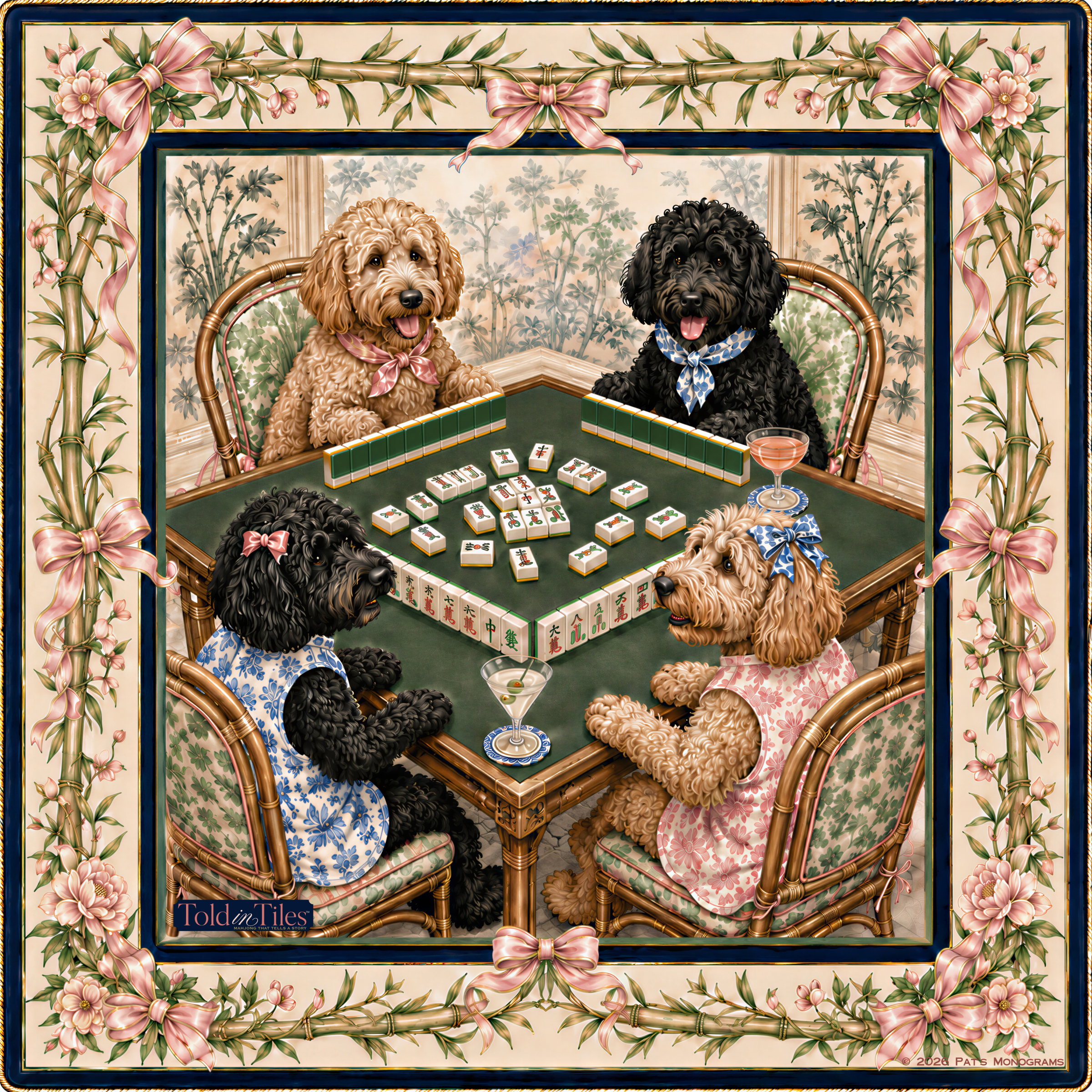 The Doodle Soirée — Doodle Mahjong Mat | Paws & Tiles Collection - PREORDER - Premium Mahjong from Told in Tiles - Just $80! Shop now at Pat's Monograms