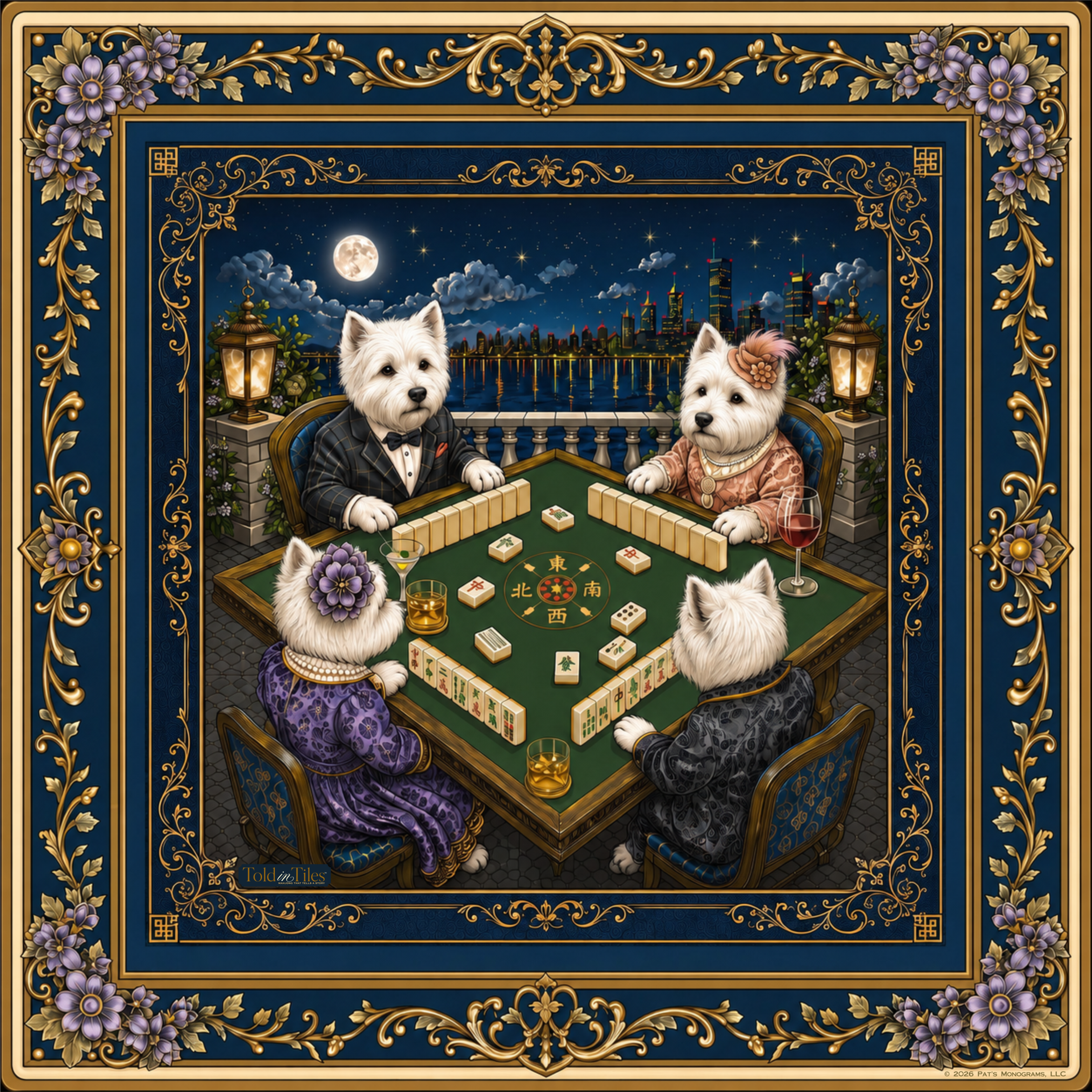 The White Tie Affair Mahjong Mat | Westie | Paws & Tiles Collection - PREORDER
