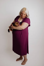 Plum Purple Maternity Labor and Delivery/ Nursing Gown - Premium nursing & Feeding from Three Little Tots - Just $36.95! Shop now at Pat's Monograms