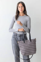 Retro Plaid Tote / Shoulder Bag