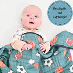 Muslin Quilt Baby & Kids Blanket Little Athlete Sporty - Premium Baby Blanket from LollyBanks - Just $29.95! Shop now at Pat's Monograms