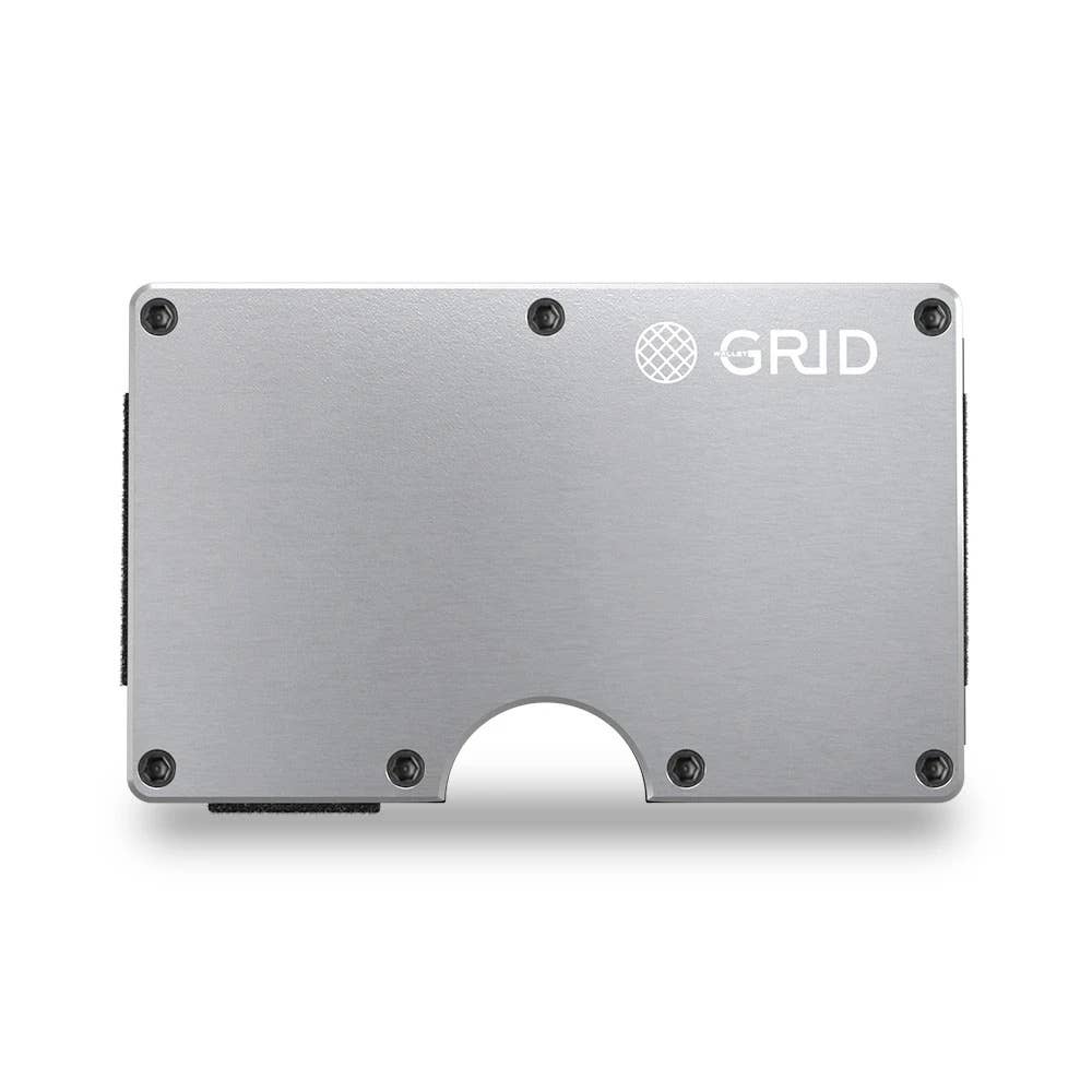 GRID Wallet silver aluminum slim minimalist card-stacking wallet