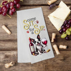 Boston Terrier "Come Sit for a Sip" tea towel - Premium Kitchen Towel from Pat's Monograms - Just $14.95! Shop now at Pat's Monograms