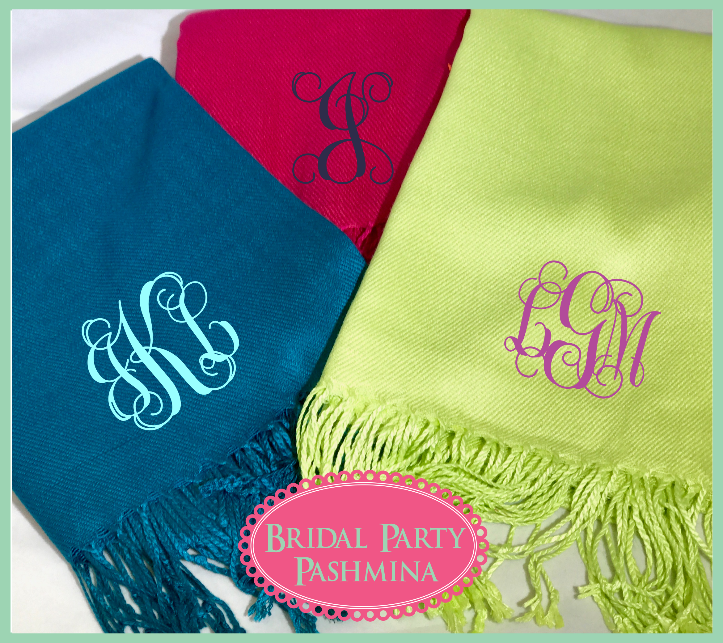 Monogrammed Wedding Pashmina Shawl - Premium Wedding & Bridal from Pat's Monograms - Just $19.50! Shop now at Pat's Monograms
