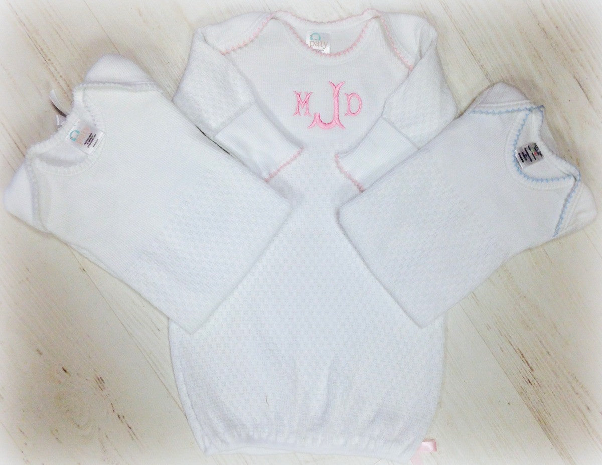 Paty Gown - White with trim - Premium Infant Wear from Paty INC. - Just $49.95! Shop now at Pat's Monograms