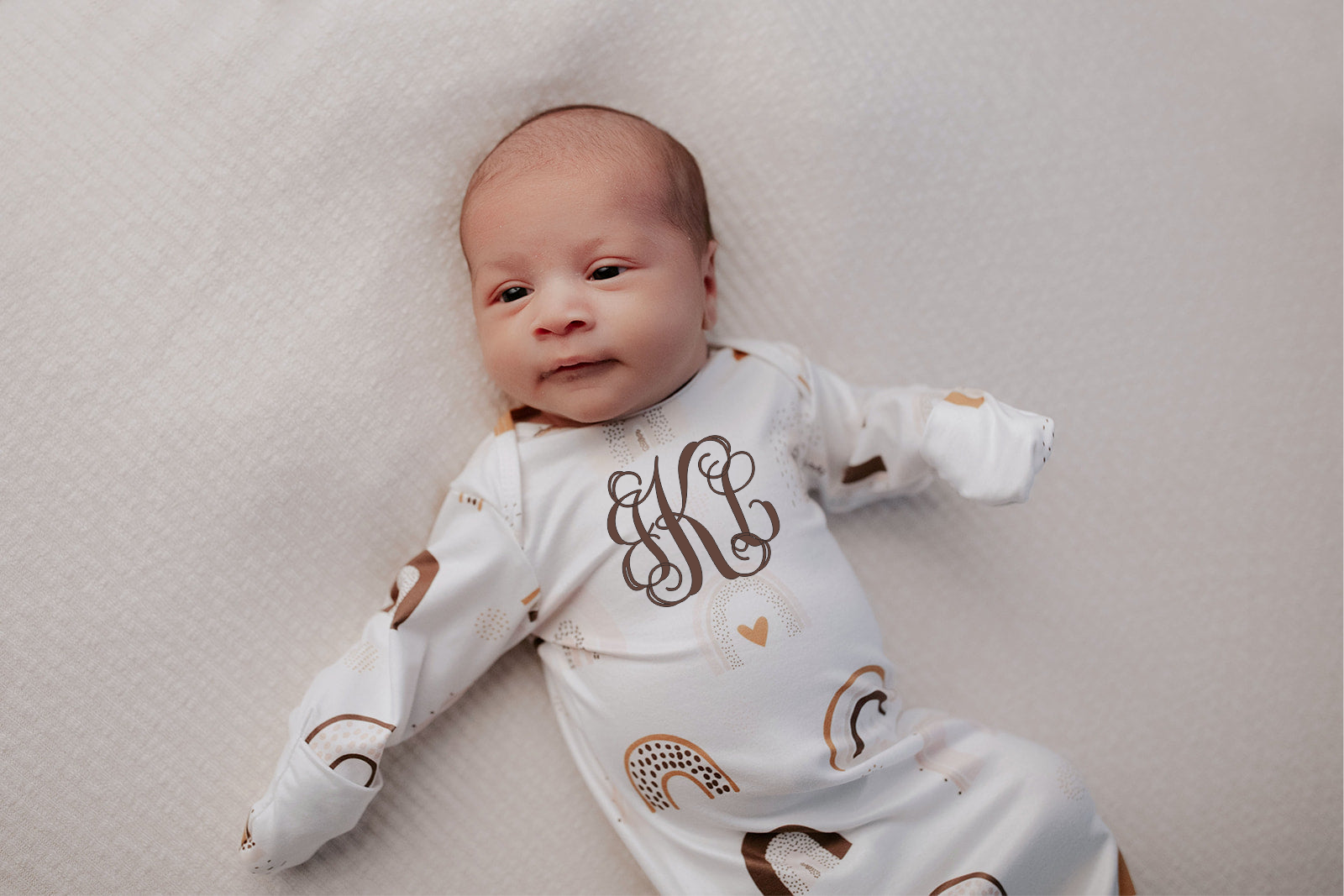 Rainbow Knotted Baby Gown and Knot Cap - Premium Just for baby from Three Little Tots - Just $24.95! Shop now at Pat's Monograms