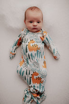 Dinosaur Knotted Baby Gown and Knot Cap - Premium Just for baby from Three Little Tots - Just $24.95! Shop now at Pat's Monograms
